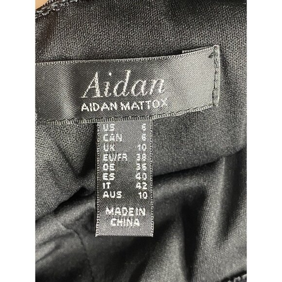 Aidan Mattox Woman’s Foiled Knit Column Gunmet Black Gown SZ‎ 6 - Picture 7 of 11